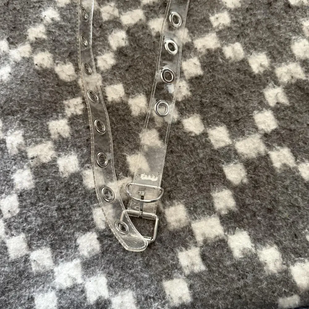 Y2k Clear Grommet‎ Belt Silver Buckle Adjustable Transparent Punk Fashion